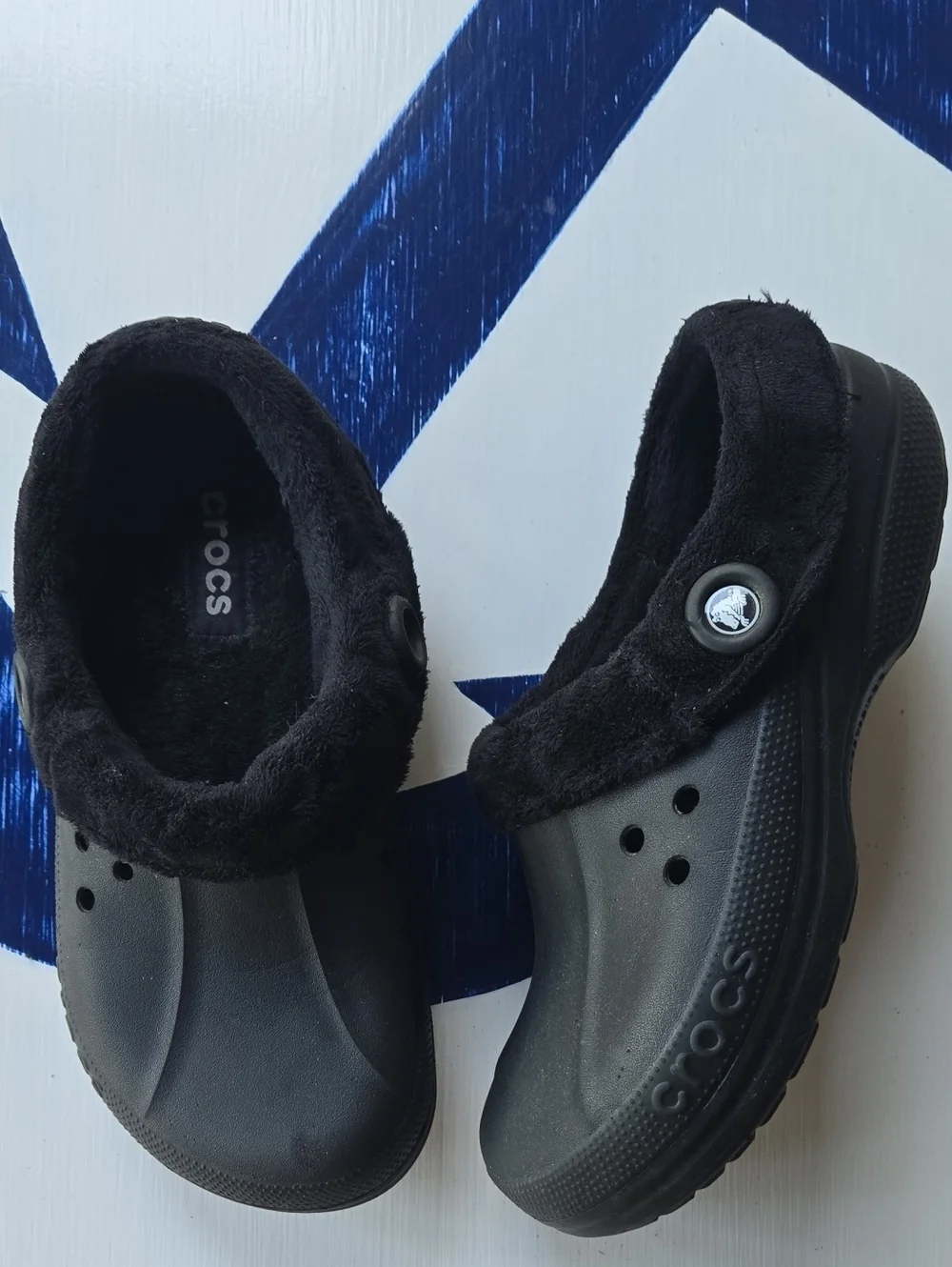 Crocs Blitzen Black Unisex Faux Fur Lined Clog Size Men's 9 Women's 11